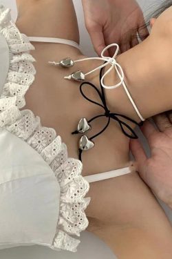 Style Core Aesthetics, New Style Trends - Collier à breloques cœur avec nœud à lacets