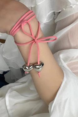 Style Core Aesthetics, New Style Trends - Collier à breloques cœur avec nœud à lacets