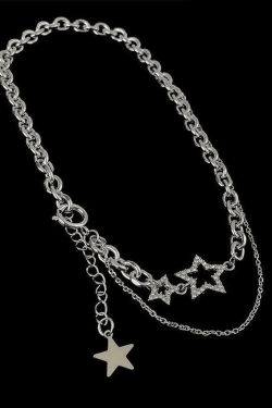 Style Core Aesthetics, New Style Trends - Collier Chaîne Superposée à Décor d'Étoile Strassée