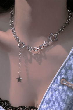 Style Core Aesthetics, New Style Trends - Collier Chaîne Superposée à Décor d'Étoile Strassée