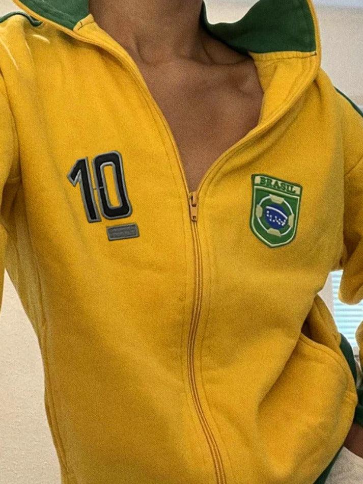 Style Core Aesthetics, New Style Trends - Color Block Embroidery Collar Neck Jacket Style Core Aesthetics, New Style Trends - Color Block Embroidery Collar Neck Jacket