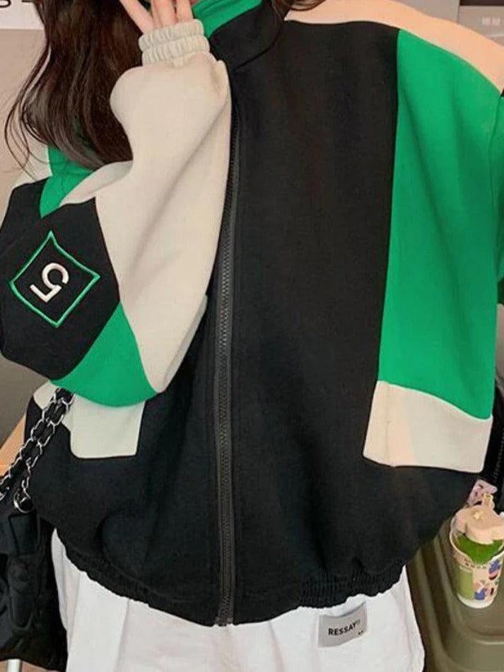 Style Core Aesthetics, New Style Trends - Color Block Zip Up Varsity Jacket Style Core Aesthetics, New Style Trends - Color Block Zip Up Varsity Jacket