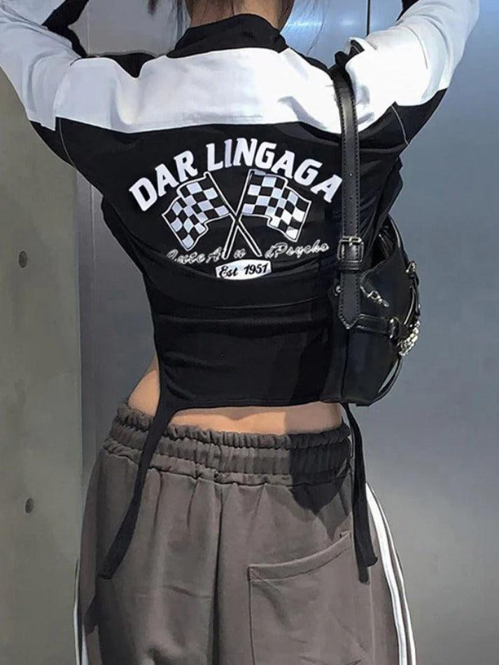 Style Core Aesthetics, New Style Trends - Contrast Color Print Collar Neck Short Jacket Style Core Aesthetics, New Style Trends - Contrast Color Print Collar Neck Short Jacket