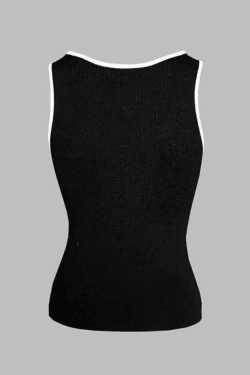 Style Core Aesthetics, New Style Trends - Contrast Color U Neck Tank Top