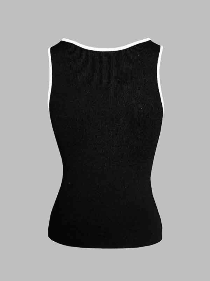 Style Core Aesthetics, New Style Trends - Contrast Color U Neck Tank Top Style Core Aesthetics, New Style Trends - Contrast Color U Neck Tank Top