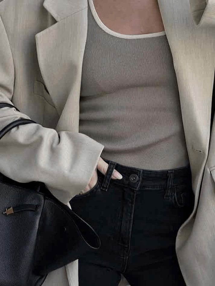 Style Core Aesthetics, New Style Trends - Contrast Color U Neck Tank Top Style Core Aesthetics, New Style Trends - Contrast Color U Neck Tank Top