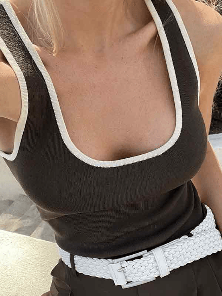 Style Core Aesthetics, New Style Trends - Contrast Color U Neck Tank Top Style Core Aesthetics, New Style Trends - Contrast Color U Neck Tank Top
