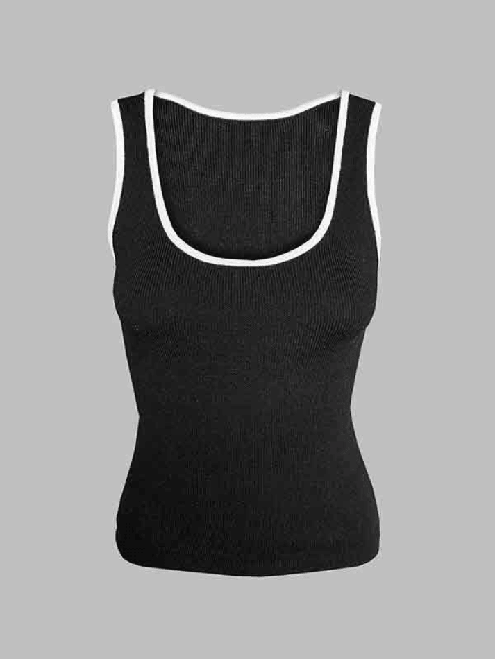 Style Core Aesthetics, New Style Trends - Contrast Color U Neck Tank Top Style Core Aesthetics, New Style Trends - Contrast Color U Neck Tank Top
