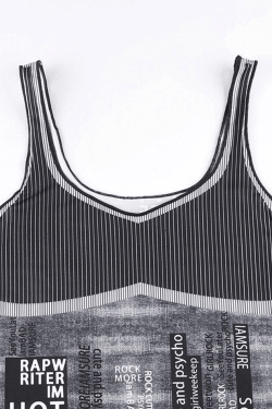Style Core Aesthetics, New Style Trends - Contrast Letter Stripe Tank Top