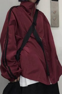 Style Core Aesthetics, New Style Trends - Contrast Stripe Zip Up Jacket