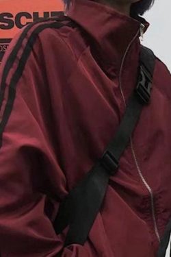 Style Core Aesthetics, New Style Trends - Contrast Stripe Zip Up Jacket