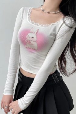 Style Core Aesthetics, New Style Trends - Coquette Cute Rabbit Crop Top