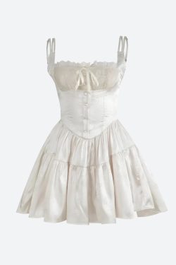 Style Core Aesthetics, New Style Trends - Coquette Floral Satin Mini Dress