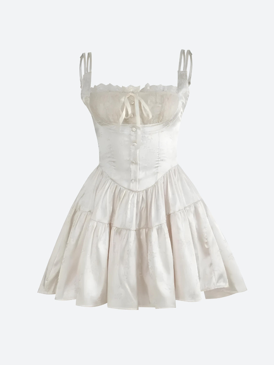 Style Core Aesthetics, New Style Trends - Coquette Floral Satin Mini Dress Style Core Aesthetics, New Style Trends - Coquette Floral Satin Mini Dress