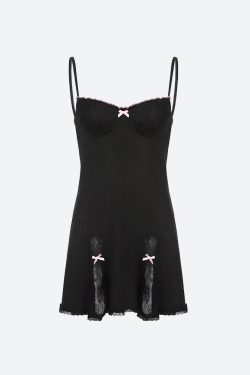 Style Core Aesthetics, New Style Trends - Coquette Lace Slit Mini Dress