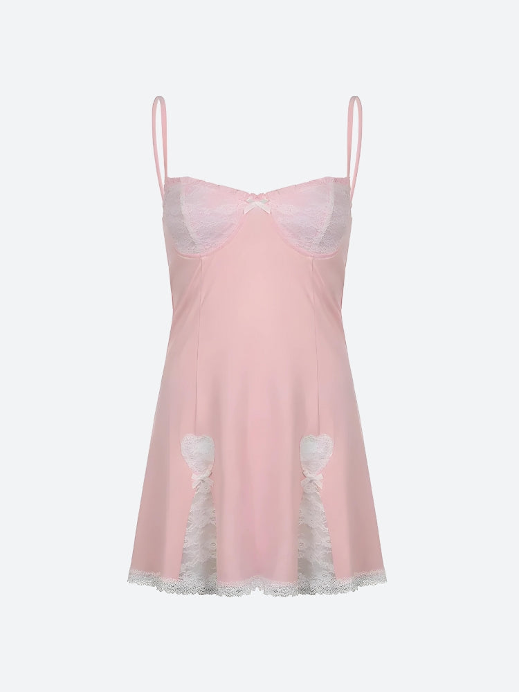 Style Core Aesthetics, New Style Trends - Coquette Lace Slit Mini Dress Style Core Aesthetics, New Style Trends - Coquette Lace Slit Mini Dress