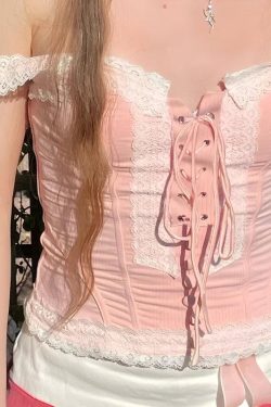 Style Core Aesthetics, New Style Trends - Coquette Lace Up Corset Top