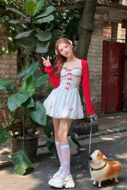 Style Core Aesthetics, New Style Trends - Coquette Mini Dress With Cardigan