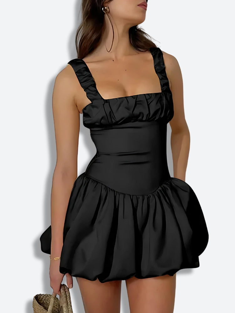 Style Core Aesthetics, New Style Trends - Coquette Ruched Bubble Skirt Mini Dress Style Core Aesthetics, New Style Trends - Coquette Ruched Bubble Skirt Mini Dress