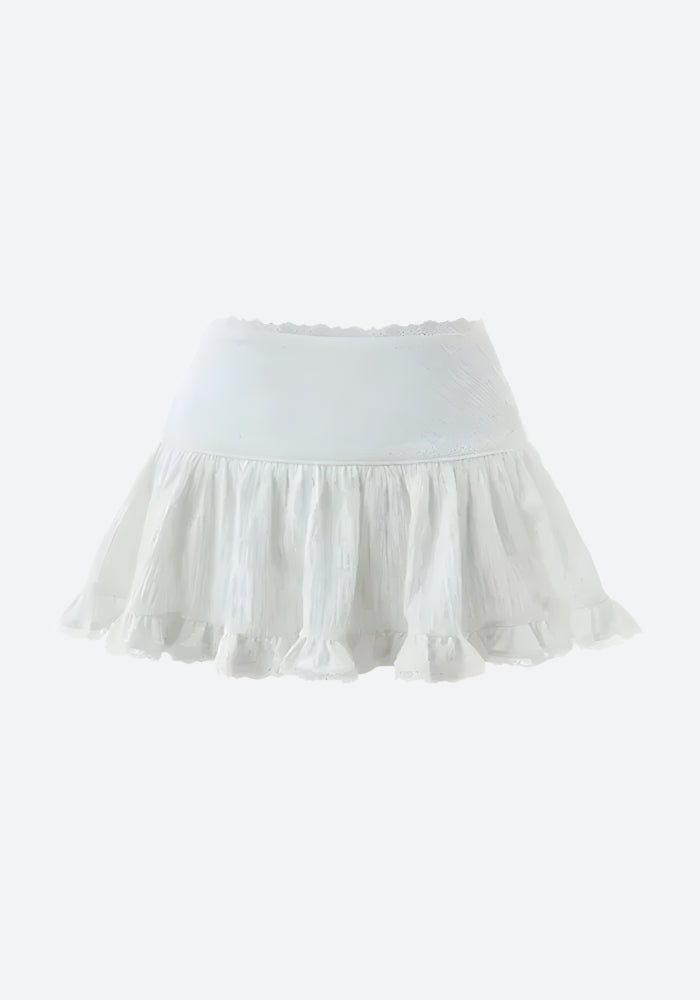 Style Core Aesthetics, New Style Trends - Coquette Ruffled Lace Mini Skirt Style Core Aesthetics, New Style Trends - Coquette Ruffled Lace Mini Skirt