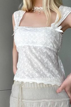 Style Core Aesthetics, New Style Trends - Coquette Square Neckline Top