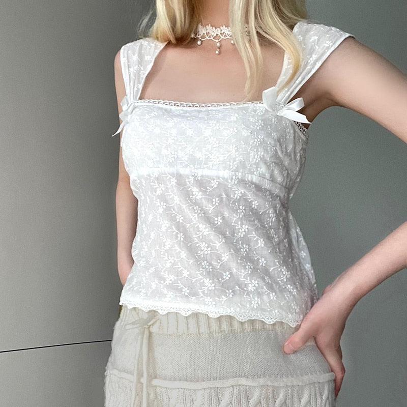 Style Core Aesthetics, New Style Trends - Coquette Square Neckline Top Style Core Aesthetics, New Style Trends - Coquette Square Neckline Top