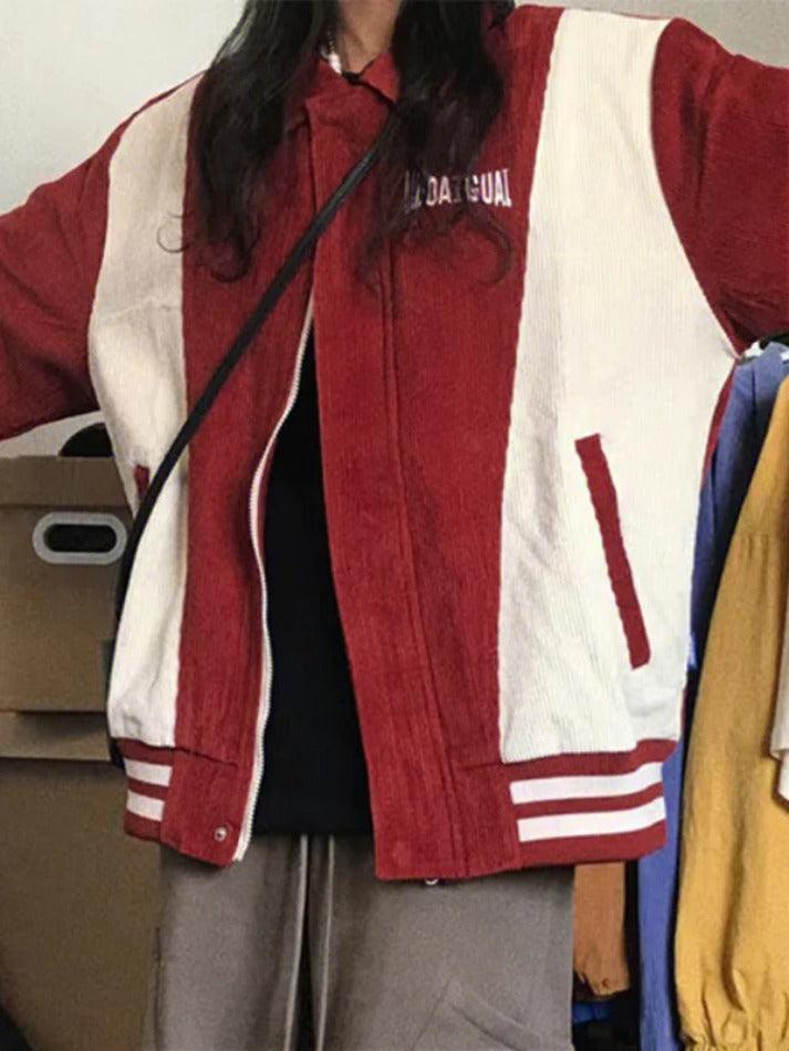 Style Core Aesthetics, New Style Trends - Corduroy Color Block Splice Embroidery Jacket Style Core Aesthetics, New Style Trends - Corduroy Color Block Splice Embroidery Jacket