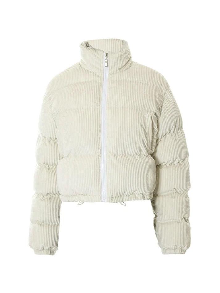 Style Core Aesthetics, New Style Trends - Corduroy Ribbed High Neck Zip Up Jacket Style Core Aesthetics, New Style Trends - Corduroy Ribbed High Neck Zip Up Jacket