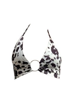 Style Core Aesthetics, New Style Trends - Cow Print O-Ring Crop Top