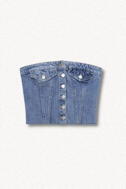 Style Core Aesthetics, New Style Trends - Cowgirl Button Up Denim Tube Top