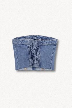 Style Core Aesthetics, New Style Trends - Cowgirl Button Up Denim Tube Top
