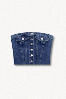Style Core Aesthetics, New Style Trends - Cowgirl Button Up Denim Tube Top