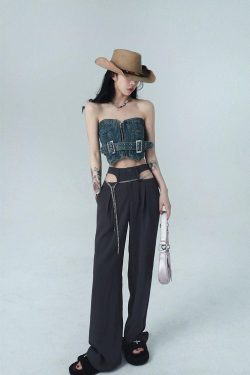 Style Core Aesthetics, New Style Trends - Cowgirl Crop Denim Tube Top