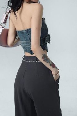 Style Core Aesthetics, New Style Trends - Cowgirl Crop Denim Tube Top