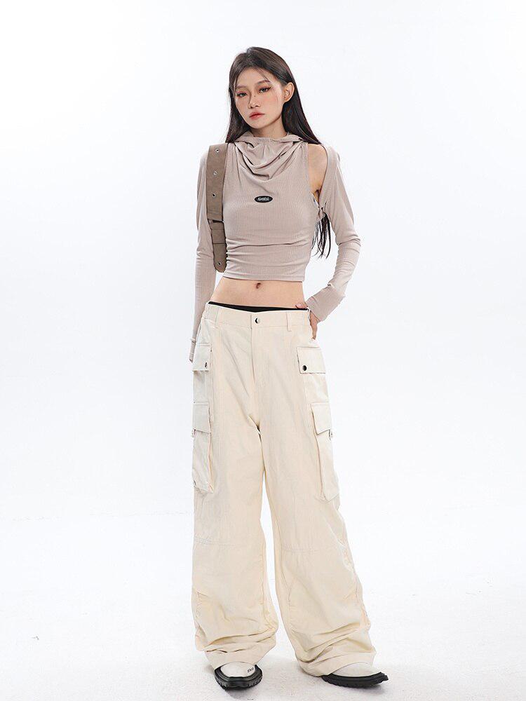 Style Core Aesthetics, New Style Trends - Cowl Collar Cut-Out Crop Top Style Core Aesthetics, New Style Trends - Cowl Collar Cut-Out Crop Top