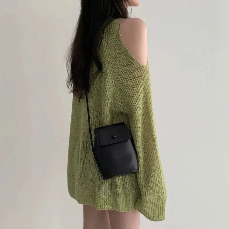Style Core Aesthetics, New Style Trends - Cut-Out Shoulder Loose Knit Sweater Style Core Aesthetics, New Style Trends - Cut-Out Shoulder Loose Knit Sweater