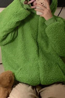 Style Core Aesthetics, New Style Trends - Cute Ear Hooded Zip Up Fleece Jacket