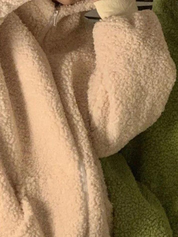 Style Core Aesthetics, New Style Trends - Cute Ear Hooded Zip Up Fleece Jacket Style Core Aesthetics, New Style Trends - Cute Ear Hooded Zip Up Fleece Jacket