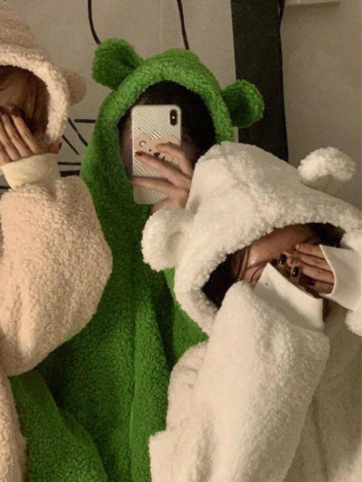 Style Core Aesthetics, New Style Trends - Cute Ear Hooded Zip Up Fleece Jacket Style Core Aesthetics, New Style Trends - Cute Ear Hooded Zip Up Fleece Jacket