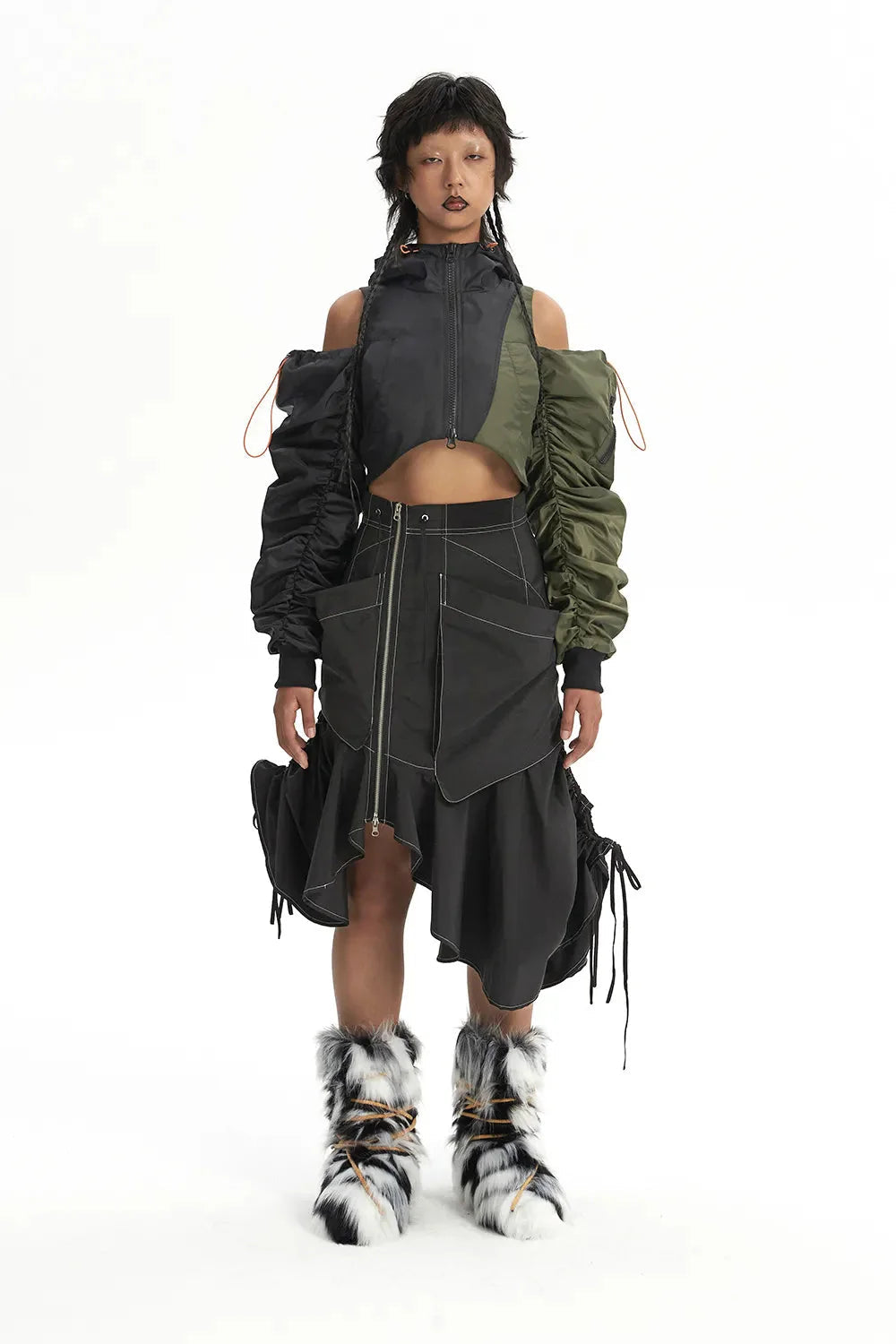 Style Core Aesthetics, New Style Trends - Cyberpunk Ruched Sleeve Puffer Jacket