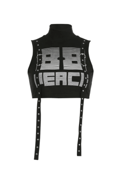 Style Core Aesthetics, New Style Trends - D Ring Strap High Neck Cropped Tank Top