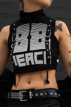 Style Core Aesthetics, New Style Trends - D Ring Strap High Neck Cropped Tank Top