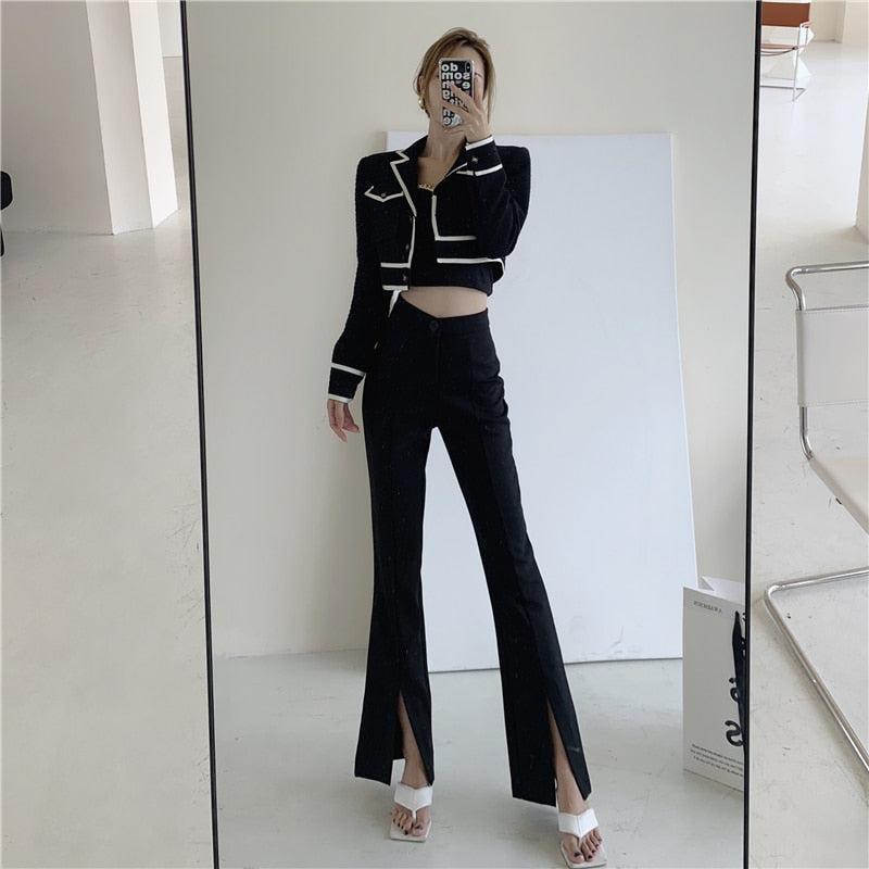 Style Core Aesthetics, New Style Trends - Dark Academia Hem Split Pants Style Core Aesthetics, New Style Trends - Dark Academia Hem Split Pants