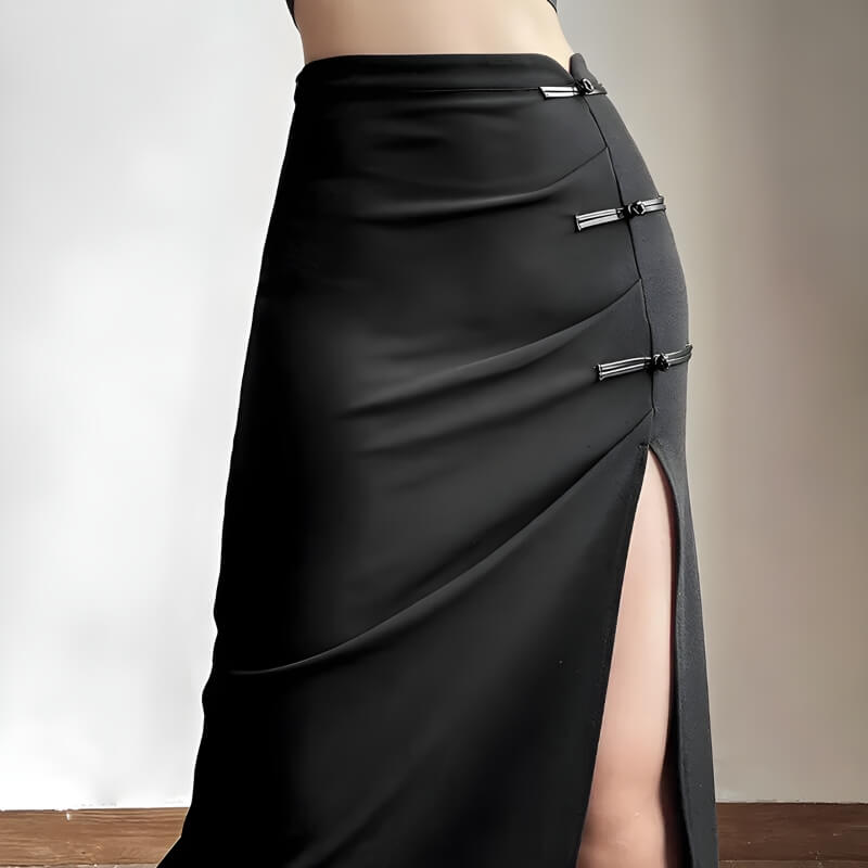 Style Core Aesthetics, New Style Trends - Dark Academia High Split Midi Skirt Style Core Aesthetics, New Style Trends - Dark Academia High Split Midi Skirt