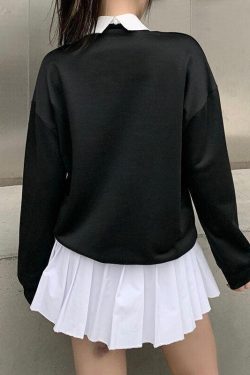 Style Core Aesthetics, New Style Trends - Dark Academia Letter Print Sweatshirt