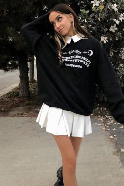 Style Core Aesthetics, New Style Trends - Dark Academia Letter Print Sweatshirt