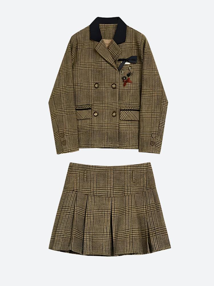 Style Core Aesthetics, New Style Trends - Dark Academia Plaid Two Piece Set Style Core Aesthetics, New Style Trends - Dark Academia Plaid Two Piece Set