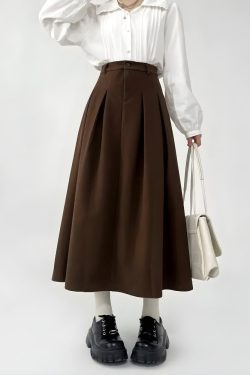 Style Core Aesthetics, New Style Trends - Dark Academia Pleated Midi Skirt