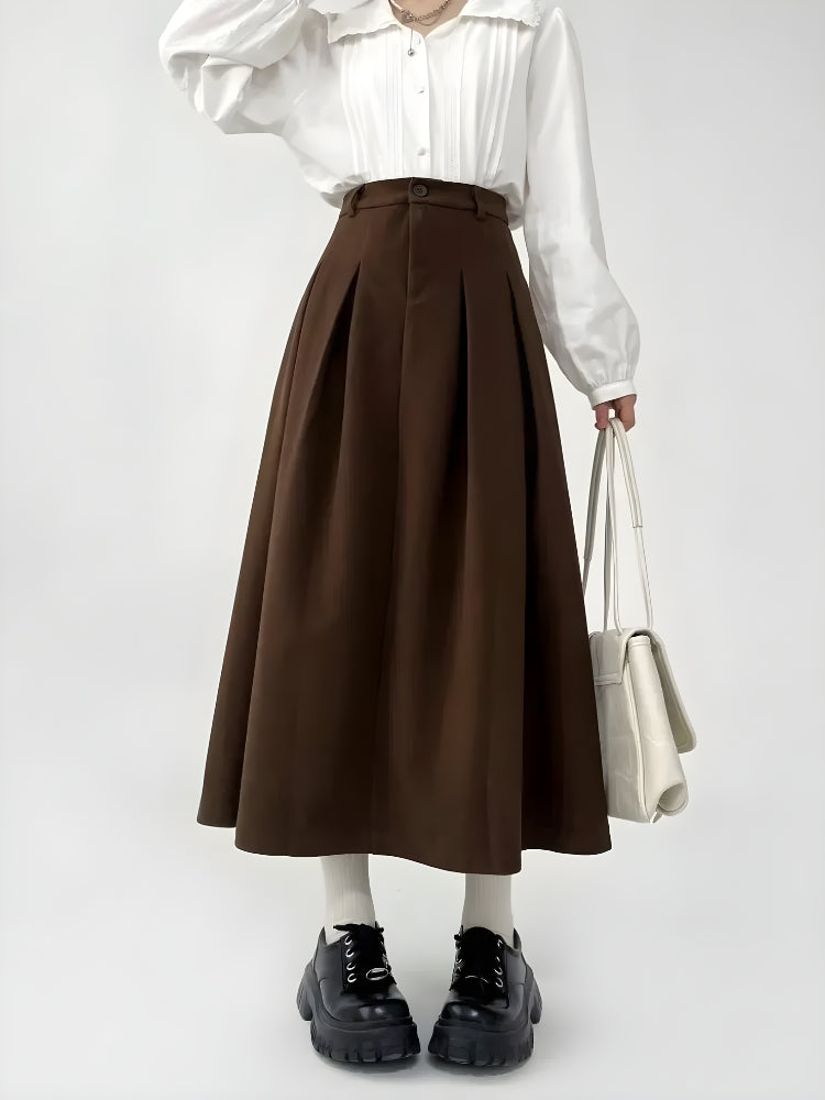 Style Core Aesthetics, New Style Trends - Dark Academia Pleated Midi Skirt Style Core Aesthetics, New Style Trends - Dark Academia Pleated Midi Skirt