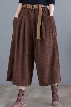 Style Core Aesthetics, New Style Trends - Dark Academia Wide Leg Corduroy Pants